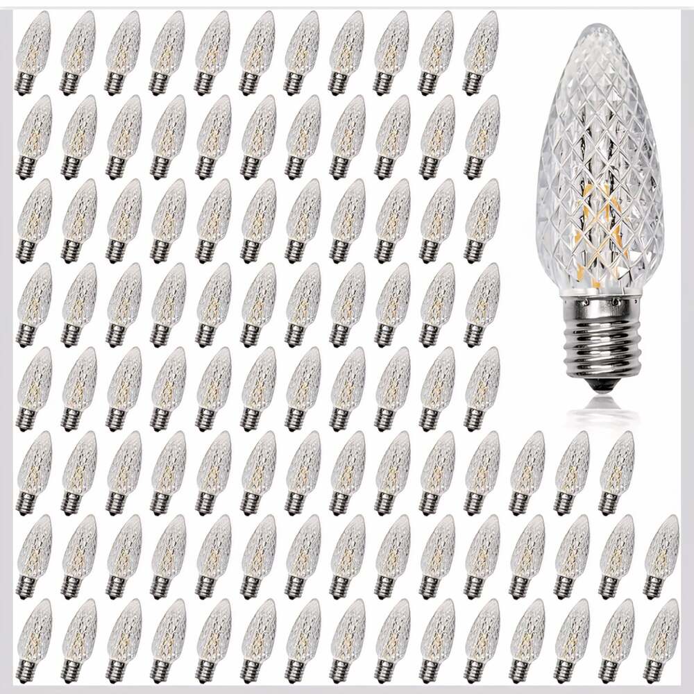 loongpopo 100pack C9 Christmas LED Light Bulbs, 2200K Clear Shatterproof & Water